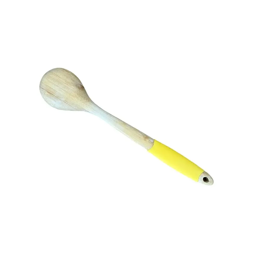Cambridge Fiesta Bamboo Silicone Handle Yellow Spoon Utensil